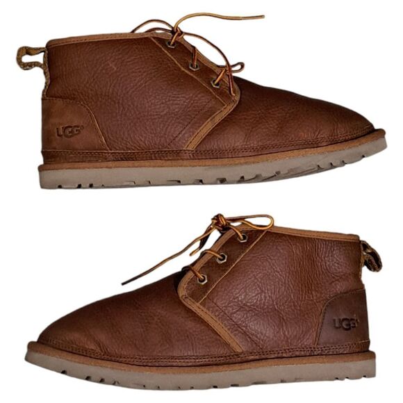 Ugg Australia Men's Neumel Lace Up Leather Winter Boots Size 9 Chestnut - Picture 2 of 15
